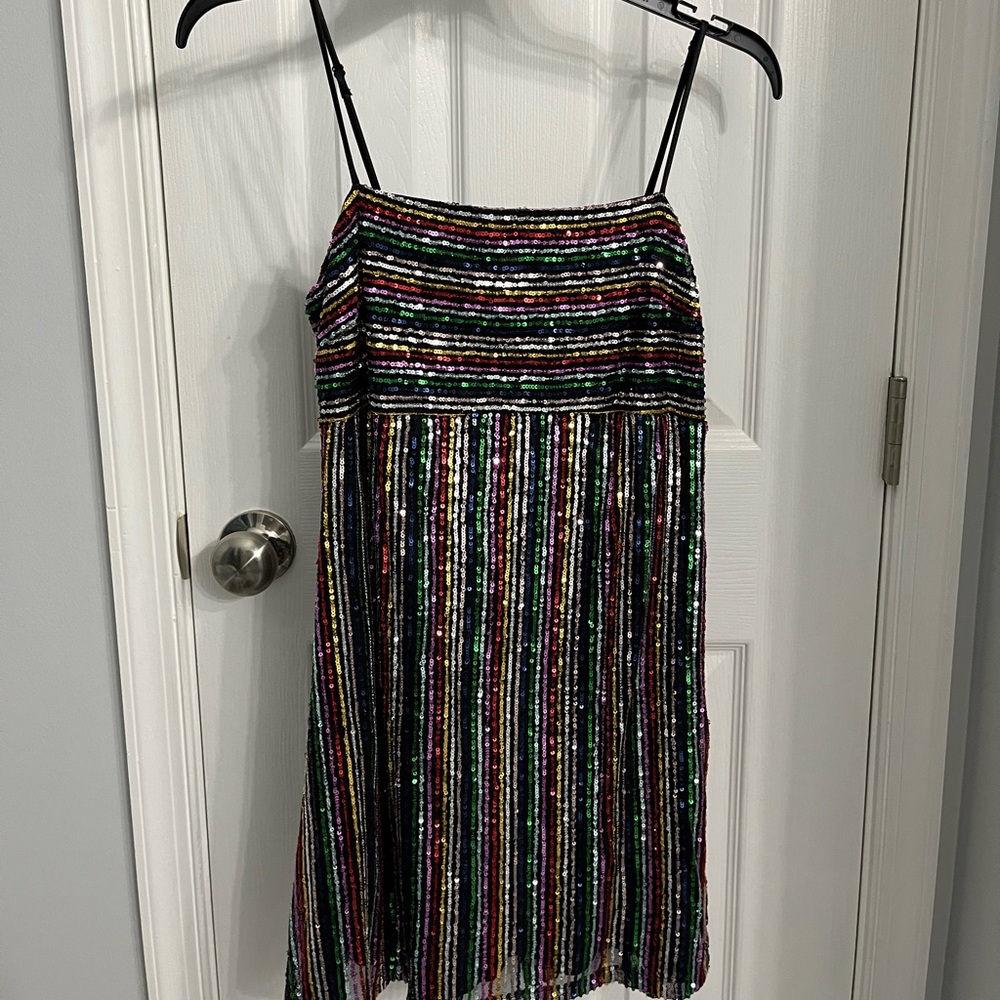Rainbow Sequin Mini Dress